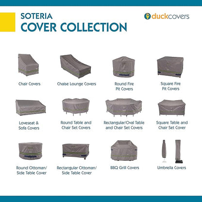 DUCKCOVERS Soteria Waterproof 127 Inch Rectangular/Oval Patio Table with Chairs Cover, Outdoor Table and Chair Cover