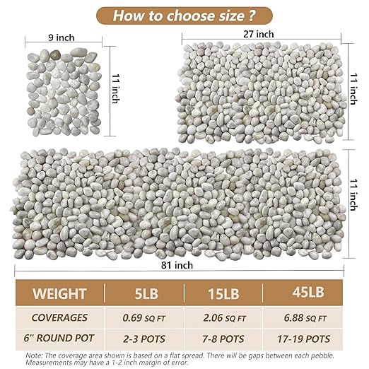 15LB White Rocks, High Polished 1–2 inch Decorative Rocks for Plants, Lava Rocks for Plants, White Pebbles for Indoor Plants, Aquarium & Fish Tank Rocks,Garden Landscaping River Stones