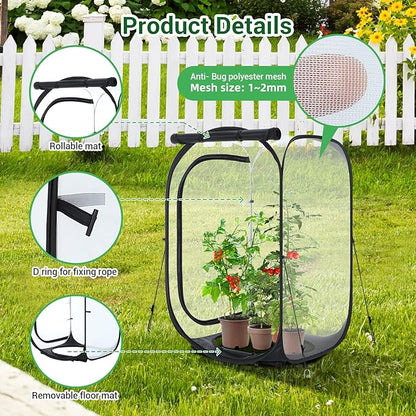Ohuhu Mesh Plant Cover, Pop Up Garden Plant Protector Strawberry Cover Wind Protection for Plants Outdoor - Plants Screen Covers Tent Protect Fruit, Vegetables Flowers Herbs Outside from Birds Insects