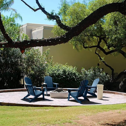 FUNBERRY Folding Adirondack Chair Set of 4, All Weather HDPE Fire Pit Chairs with Cup Holder for Outdoor