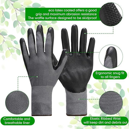 Jexine 50 Pairs Gardening Work Gloves Bulk for Men Women Breathable Rubber Coated Garden Dipped Gripping Outdoor Working Gloves for Construction, Gray