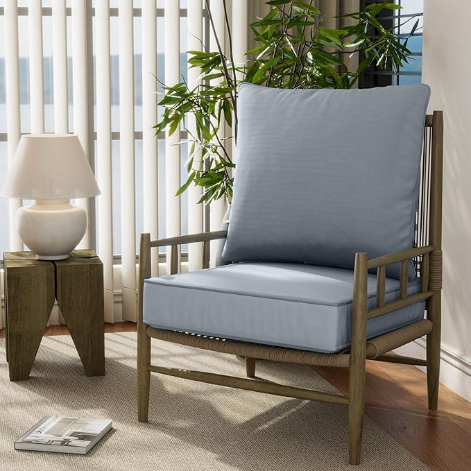 22" x 22" x 6" Outdoor Deep Seat Cushions Set - 2 Set Waterproof & Fade Resistant Patio Furniture Replacement Cushions, Non-Slip Outdoor Cushions Fit Loveseats, Couches, Chairs, and Sofas.