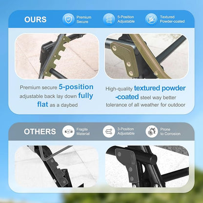 Outdoor Chaise Lounge Chair with Face Hole and Arm Hole, Tanning Chair with 5 Position Adjustable Back, Foldable Lounge Chair with Detachable Pocket and Pillow for Beach, Pool, Gray