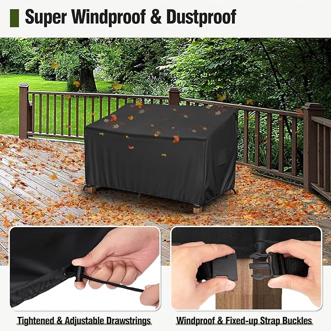 MR.COVER 2-Seater Patio Loveseat Cover, Patio Furniture Covers Waterproof, Heavy Duty Outdoor Couch Sofa Covers with Air Vent and Handles, No Fading and No Tears, Fits up to 58"W x 32"D x 31"H, Black