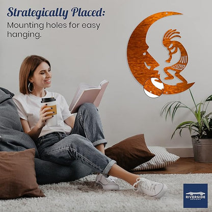 Riverside Designs Kokopelli Wall Art Steel Outdoor Decor | Heavy-Duty and Waterproof | Made in USA (Copper, 12L x 9.5W)