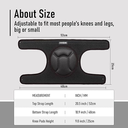 COOLJOB Men Women Knee Pads for Gardening House Working, Floor Cleaning and Construction, Durable Breathable Kneeling Cushion with Thick EVA Foam Padding and Adjustable Non-Slip Straps 1 Pair Black