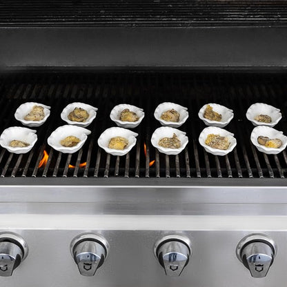 Outset Grillable Shells, Set of 12 Ceramic Oyster Shells | For Grilling, Baking & Serving Oysters | Handles Heat Up To 932 F | Reusable Oyster Cooking Shells | Dishwasher Safe Ceramic
