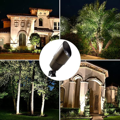 LED Spot Lights Outdoor Landscape Lighting 107 - Solid Brass Spotlight LED Yard Lights Security Landscape for Beautiful Bright Long Lasting Home Garden Patio Pool Area Deck Lighting (No Bulb)