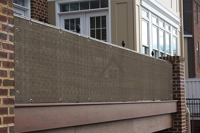 Alion Home Elegant Privacy Screen Windscreen Mesh for Balcony, Backyard, Deck, Patio, Fence, Pool, Porch, Railing - Brown/Mocha (6' x 5')