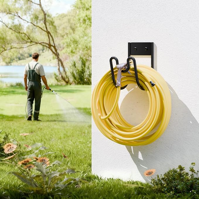 niffgaff Garden Hose Holder Wall Mount - Water Hose Hanger Heavy Duty Hose Rack for Extension Cords Vacuum Hose (2 Pack)