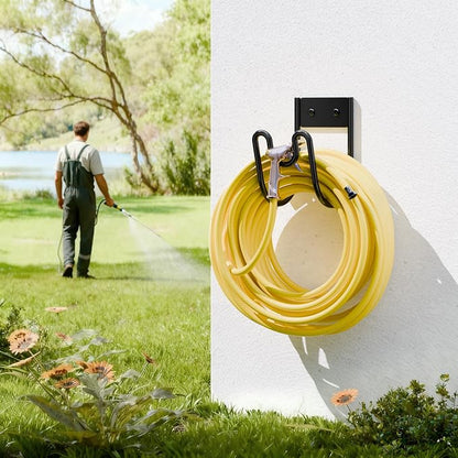 niffgaff Garden Hose Holder Wall Mount - Water Hose Hanger Heavy Duty Hose Rack for Extension Cords Vacuum Hose (2 Pack)