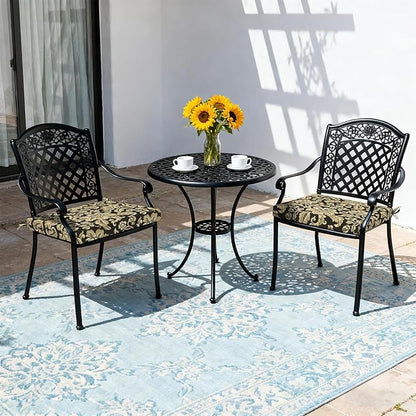 LVTXIII Outdoor Seat Cushions Set of 4 Square Corner Chair Cushions with Ties, Patio Chair Pads for Home Office and Patio Garden Furniture Decoration 19"x19"x2", Jacobean Black
