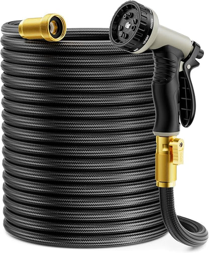 Garden Hose 25 ft Non-Expandable, Flexible Water Hose, Lightweight Hose with 10-Function Nozzle for Yard, Portable, Leak Proof, All-Weather Water Pipe for Outdoor, Car Wash, RV, Lawn