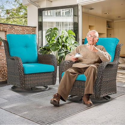 Outdoor Chair Cushions for Patio Furniture - 1 Pack Outside High Back Thick Water-Resistant Cushion 22x24 with Zipper Cover for Wicker Glider Rocking Chairs Loveseat Couch – Teal/Buckle