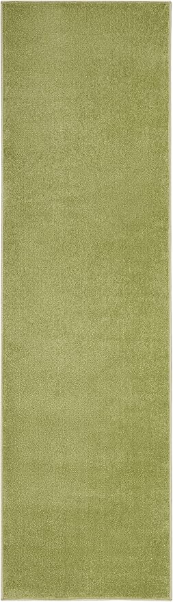 Nourison Essentials Indoor/Outdoor Green 2'2'' x 10' Area-Rug, Easy-Cleaning, Non Shedding, Bed Room, Living Room, Dining Room, Backyard, Deck, Patio (2x10)