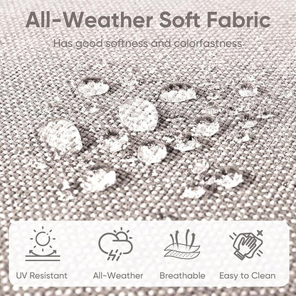 8-Piece Outdoor Patio Cushion Set - Fade & Water Resistant with Removable Olefin Cover, 22x24x4 Inch Memory Foam Cushions for Wicker Sectional Sofa – Beige/Buckle