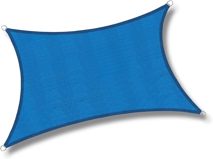 LOVE STORY 13' x 20' Rectangle Blue Sun Shade Sail Canopy UV Block for Outdoor Patio Garden Backyard