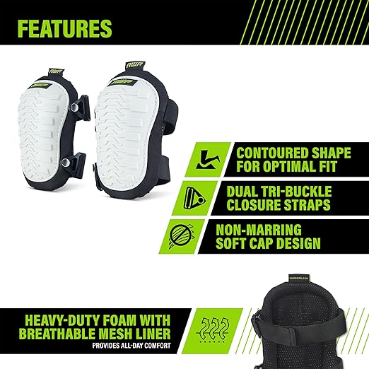 AWP Non-Marring Knee Pads with Heavy Duty Foam Padding for Sub-Floor/Underlayment and Tile, Knee Pads with Breathable Air-Mesh Interior for All-Day Support & Stability, One Size | 1L-324-1