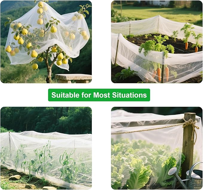 Garden Netting 10x50FT Ultra Fine Mesh Netting Bird Barrier Protection Vegetable Fruit Tree Bushes Plant Cover for Raised Bed