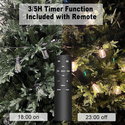 60FT LED String Lights with Remote, ST38 Dimmable Globe for Patio, 27 Edison Vintage Shatterproof Bulbs, Waterproof Backyard Lights for Bistro, Porch