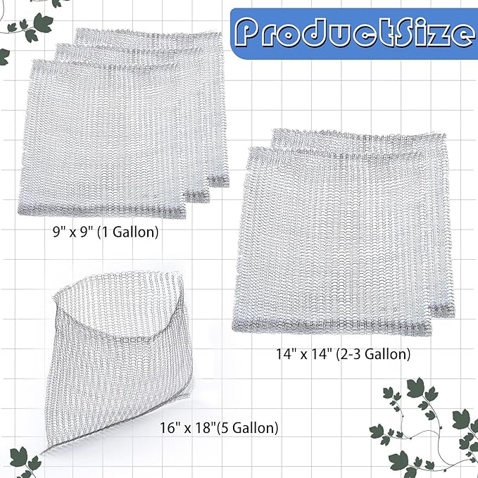 6Pcs Root Guard Gopher Proof Wire Basket Mole and Vole Mesh Wire Baskets Underground Stainless Steel Wire for Plants 1/3/5 Gallon