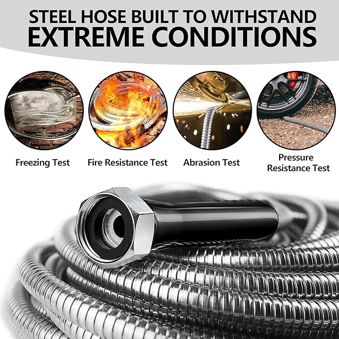 50ft Garden Hsoe - 2026 New 304 Stainless Steel Garden Hose with 3/4'' Fittings – Lightweight, Durable, and Kink-Free, Metal Water Hoses for Gardening