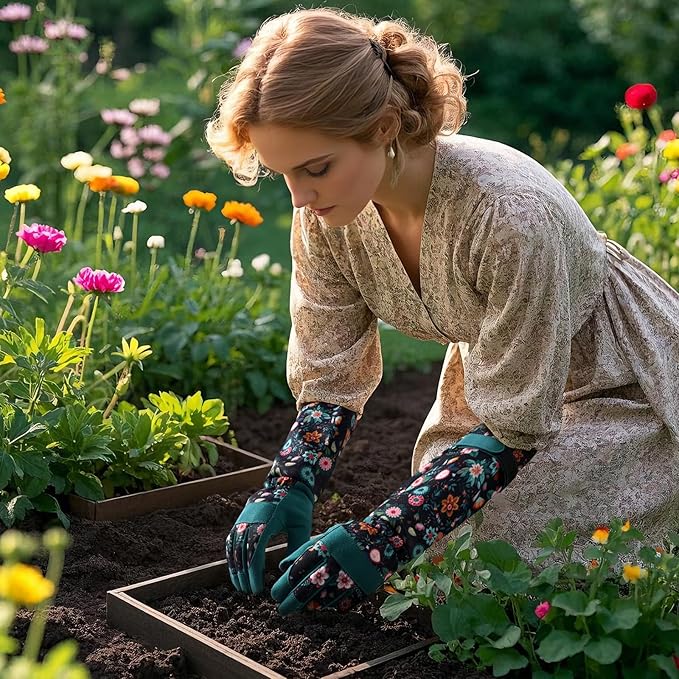 Trifabricy Gardening Gloves for Women - Long Garden Gloves with Grip Breathable, Thorn-Proof Puncture-Resistant Work Gloves