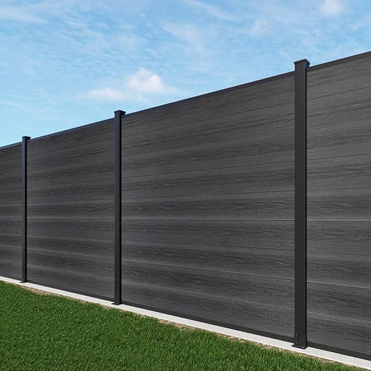6'' x 6'' Outdoor Privacy Fence, Wind Resistant, Wood Plastic Composite Fence Panel with 1 Post, Fencing for Yard, Backyard, Garden and Pool