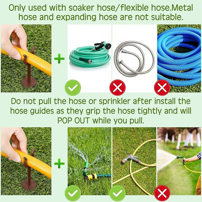Taiyin 10 Pcs 3/4'' Garden Hose Holder Brackets Garden Guide Holder Decorative Outdoor Guide Stakes Support Spike Plant Tool to Keep off Lawn for Yard (Brown)