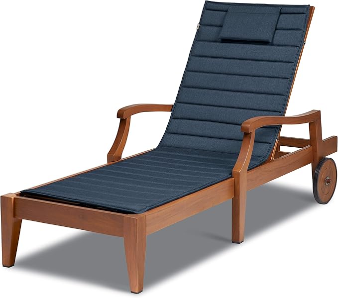 Classic Accessories Storigami Water-Resistant 74 x 23 Inch Chaise Lounge Cushion, Heather Indigo, Patio Cushion