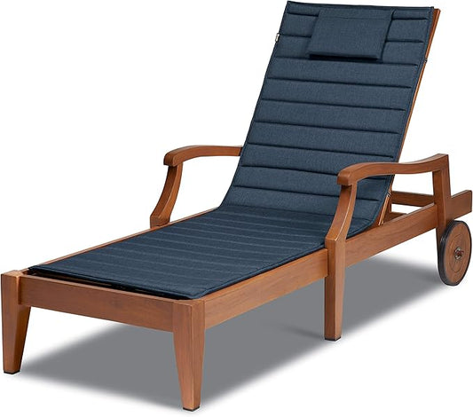 Classic Accessories Storigami Water-Resistant 74 x 23 Inch Chaise Lounge Cushion, Heather Indigo, Patio Cushion