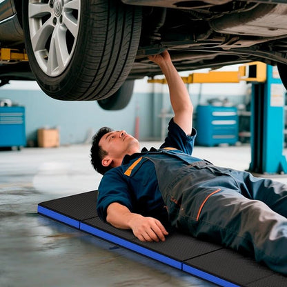 Foldable EVA Utility Mat with Handle, Heavy Duty Mechanic Mat for Kneeling, Workouts, Garages, Gardening, Camping, Picnics, Outdoor Adventures and Home Gyms, Blue