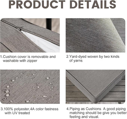ARTPLAN Olefin 24x24 Deep Seat Patio Cushions for Outdoor Furniture,Extra 6 inch Thick,Back 18"x24",Removable,Replacement,Solid/Floral,Outdoor/Indoor,Grey
