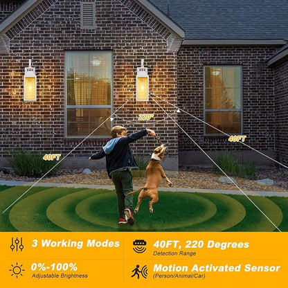 16" Motion Sensor Outdoor Wall Lights 2 Pack - White Dusk to Dawn Outdoor Lighting Wall Mount, Modern Exterior Light Fixtures, Waterproof Outside Lamps for House, Garage