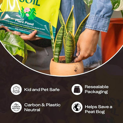 Rosy Soil Plant Food – Microbially Active Fertilizer for Houseplants, Herbs & Flowers – Biochar, Kelp, Worm Castings – Organic Indoor Plant Food – 4 Quarts