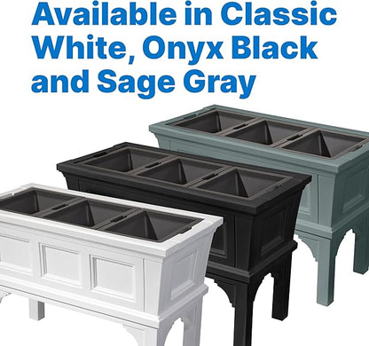 Step2 Atherton Raised Planter Box, Large Planters for Outdoor Plants, Gardening and Flower Pot for Patio or Porch, Easy Drainage, Durable Plastic, Onyx Black