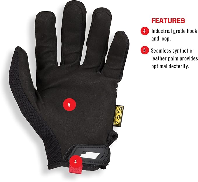 Mechanix Wear Original Work Gloves - Multi-Purpose Outdoor Work Gloves - Secure Fit - Durable & Machine Washable - Breathable & Comfortable - XX-Small - Black