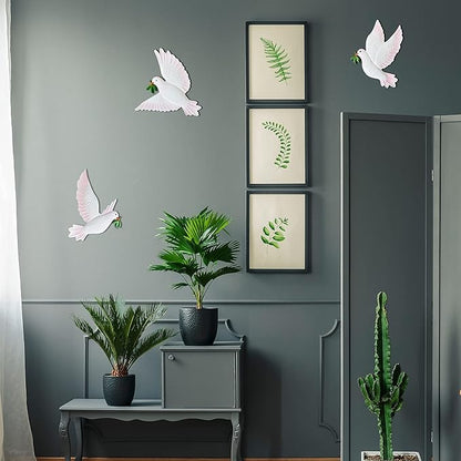 J-Fly Dove Wall Decor Metal Wall Decor Outdoor Indoor Ornament Suitable For Bathroom Living Room Garden Wall Decoration 9 Inch 3 Pack