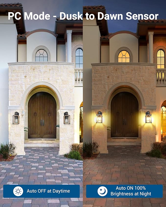 DEWENWILS Motion Sensor Outdoor Wall Lights, Dusk to Dawn Exterior Wall Lanterns, Farmhouse Front Porch Light Fixtures with Clear Glass, Outside Wall Mount Lamp for House Doorway Garage Patio