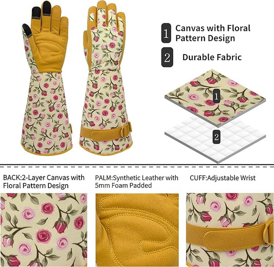 Thorn-proof Gardening and Garden Gloves,Durable Long Rose Yard Work Glove,Gifts for Men Women,Touchscreen