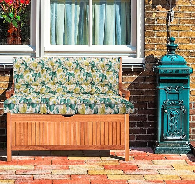 Swing Replacement Cushions with Backrest, 2 or 3 Seater Waterproof Non-Slip Overstuffed Swing Pad, Outdoor Bench Cushion for Porch Chair Swings Garden Furniture (Clover, 40 * 63 in)