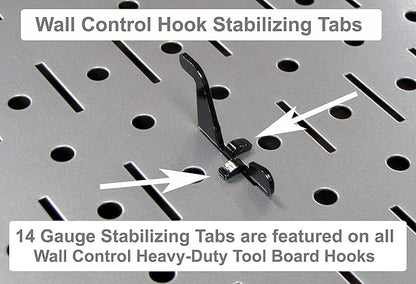 Wall Control Garage Storage Rack Lawn & Garden Tool Organization Wall Mount Organizer - Easy to Install 64" Wide Strong Galvanized Steel Pegboard Set (Shiny Metallic Pegboard)