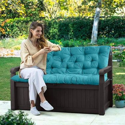Swing Replacement Seat Cushions, 2-3 Seater Bench Cushions for Outdoor Furnitur with Backrest, Garden Recliner Seat Cushions Waterproof Sofa Pads (Lake Blue, 60x40in)