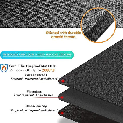 UBeesize Large 65 x 48 inches Under Grill Mat for Outdoor Grill,Double-Sided Fireproof Grill Pad for Fire Pit,Indoor Fireplace Mat Fire Pit Mat,Oil-Proof Waterproof BBQ Protector for Decks and Patios
