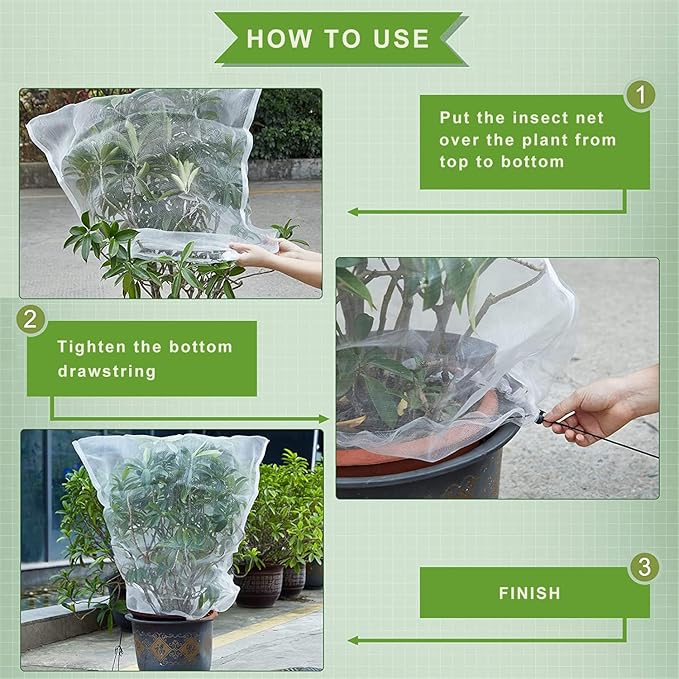 Drawstring Blueberry Netting for Bushes - 6 Pack 5.25×4.92FT - Easy Install Reusable Garden Netting, Protective Mesh for Fruit Trees & Tomato Plants, Blocks Birds, Squirrels & Insects