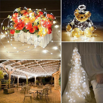 Solar String Lights Outdoor Waterproof 6 Pack Total 198ft 600LED 8 Modes Twinkle Lights Solar Fairy Lights for Patio, Garden Yard Party Tree Christmas Halloween Decoration, White