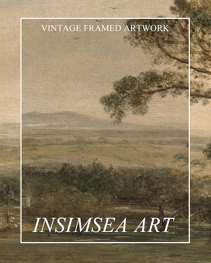 InSimSea Extra Large Framed Vintage Wall Art, Living Room Country Farmhouse Decor, Rustic Countryside Landscape Canvas Prints, Retro Scenery Long Picture for Bedroom Above of Bed, 20x40inch