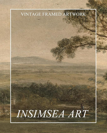 InSimSea Extra Large Framed Vintage Wall Art, Living Room Country Farmhouse Decor, Rustic Countryside Landscape Canvas Prints, Retro Scenery Long Picture for Bedroom Above of Bed, 20x40inch
