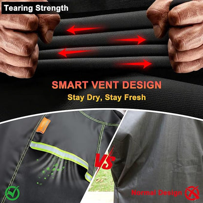 Grill Cover for Outdoor Grill, 52 Inch BBQ Grill Cover 420D Heavy Duty Waterproof with Air Vents/Handles/Straps, Weather Resistant Barbecue Gas Grill Cover for Weber, Genesis, Charbroil, etc