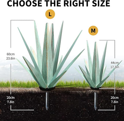 KODIBO Large Tequila Rustic Sculpture, Rustic Metal Agave Plants for Outdoor Patio Yard, Home Decor Hand Painted Metal Agave Garden Yard Statue, Outdoor Lawn Ornaments (Mint Green - L)